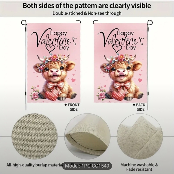 Valentine's Day Flag with Cow Design 2/$12 - Picture 3 of 6